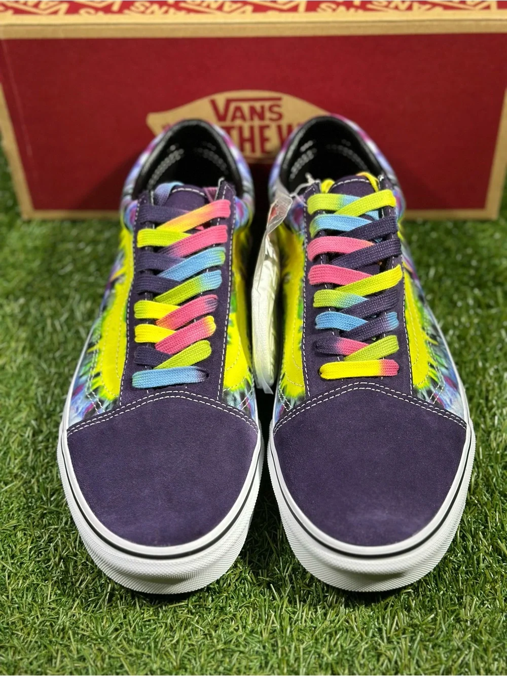 Vans Old Skool Purple Suede Tie-Dye Neon Yellow Stripe Men’s 10.5, 11 , VN038G1V